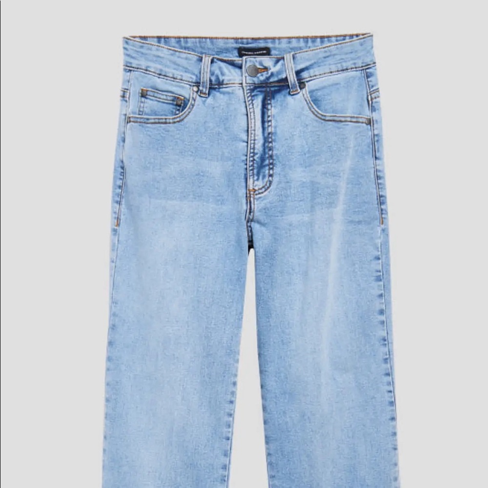 Universal Standard Etta High Rise Straight Leg Jeans Distressed Light Blue
